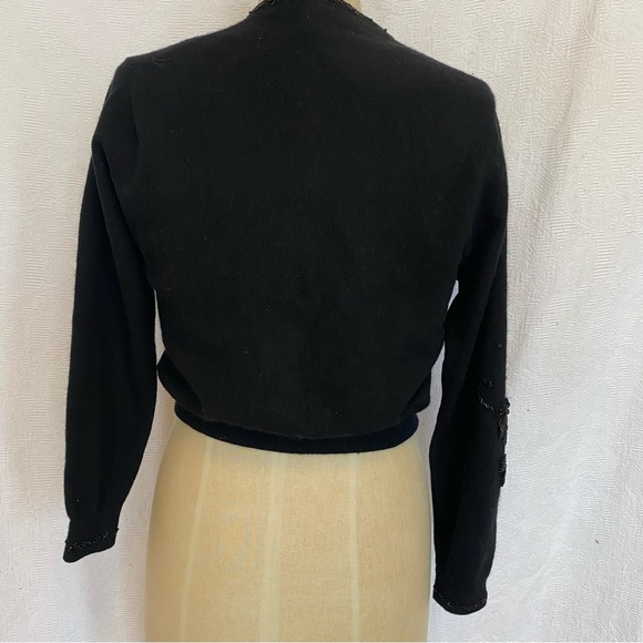 Vintage rare black jet beaded cardigan. XS - Picture 4 of 10